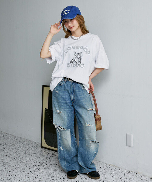 PUBLUX(パブリュクス)の「PUBLUX/パブリュクス <機能性素材>LOVEPOP キャット プリント Tシャツ 限定展開(Tシャツ/カットソー・レディース・ブラウン/ホワイト/グレー・MEDIUM/LARGE/SMALL)」の7枚目の写真