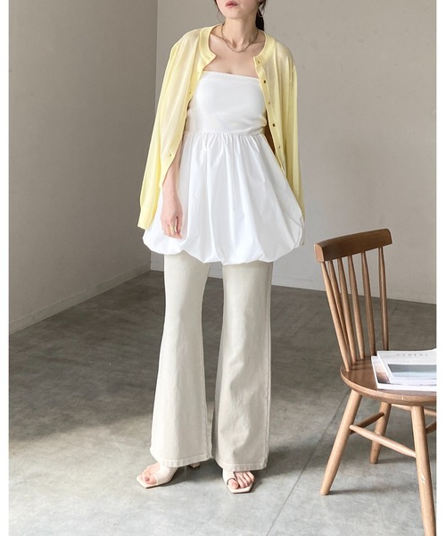 She's Closet(シーズクローゼット)の「カップ付き 2WAY バルーン キャミソール チュニック ミニワンピース(チュニック・レディース・ブラック/ホワイト×ブラック/ホワイト/チャコールグレー・FREE)」の5枚目の写真