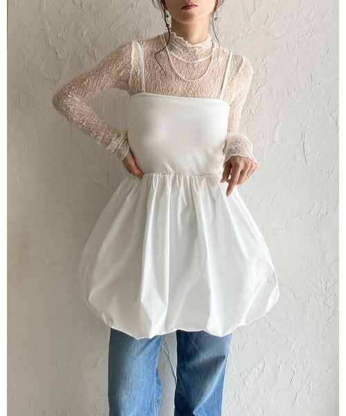 She's Closet(シーズクローゼット)の「カップ付き 2WAY バルーン キャミソール チュニック ミニワンピース(チュニック・レディース・ブラック/ホワイト×ブラック/ホワイト/チャコールグレー・FREE)」の11枚目の写真