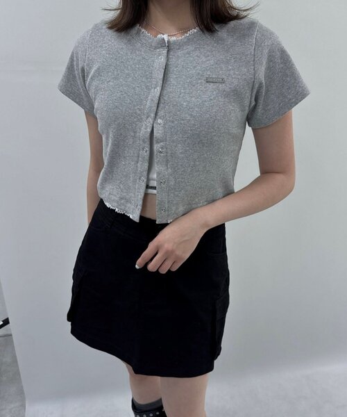 mline（エムライン）の「【着回し万能】[mline]レースポイントカーデ（Tシャツ/カットソー・レディース・グレー/ブルー/ネイビー/ピンク/ブラック・FREE）」の3枚目の写真