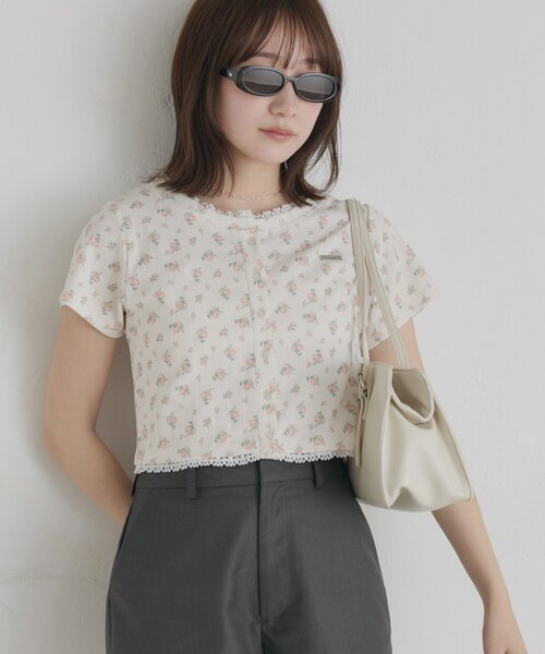 mline（エムライン）の「【着回し万能】[mline]レースポイントカーデ（Tシャツ/カットソー・レディース・グレー/ブルー/ネイビー/ピンク/ブラック・FREE）」の5枚目の写真