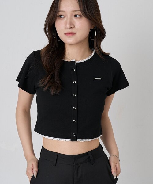 mline（エムライン）の「【着回し万能】[mline]レースポイントカーデ（Tシャツ/カットソー・レディース・グレー/ブルー/ネイビー/ピンク/ブラック・FREE）」の8枚目の写真