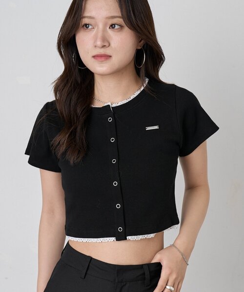 mline（エムライン）の「【着回し万能】[mline]レースポイントカーデ（Tシャツ/カットソー・レディース・グレー/ブルー/ネイビー/ピンク/ブラック・FREE）」の9枚目の写真