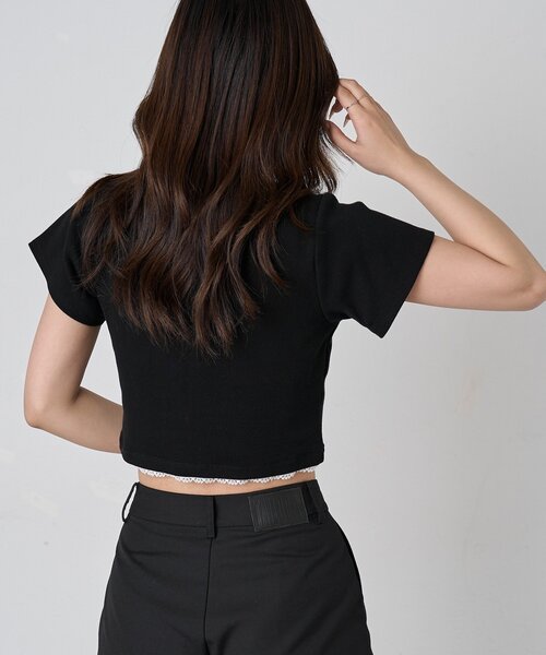 mline（エムライン）の「【着回し万能】[mline]レースポイントカーデ（Tシャツ/カットソー・レディース・グレー/ブルー/ネイビー/ピンク/ブラック・FREE）」の10枚目の写真