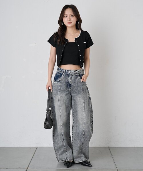 mline（エムライン）の「【着回し万能】[mline]レースポイントカーデ（Tシャツ/カットソー・レディース・グレー/ブルー/ネイビー/ピンク/ブラック・FREE）」の13枚目の写真