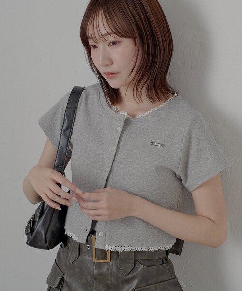mline（エムライン）の「【着回し万能】[mline]レースポイントカーデ（Tシャツ/カットソー・レディース・グレー/ブルー/ネイビー/ピンク/ブラック・FREE）」の16枚目の写真