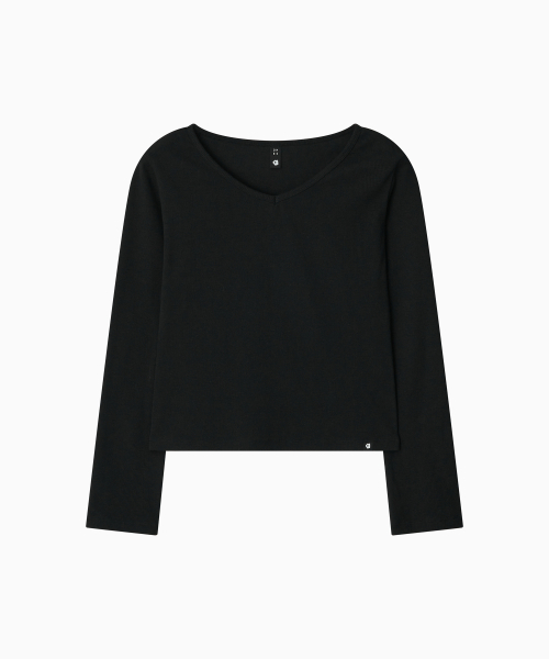 OHESHIO(オヘシオ)の「BASIC RIBBED V-NECK LONG SLEEVE, BLACK(Tシャツ/カットソー・レディース・その他・FREE)」の7枚目の写真