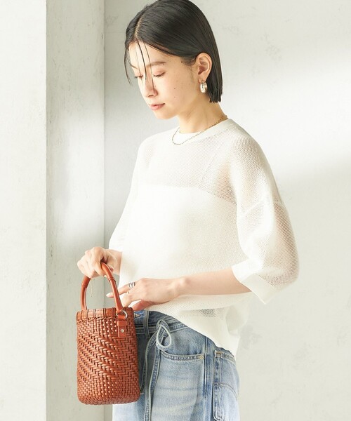 SHIPS(シップス)の「〈手洗い可能〉16G 半袖 プルオーバー(ニット/セーター・レディース・ライトグリーン/ホワイト/ネイビー/ダークグレー/ピンク系・ONE SIZE)」の11枚目の写真