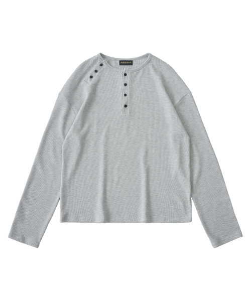 ANALOG MOOD（アナログムード）の「ヴィンテージモダンヘンリーネック長袖Tシャツ（グレー）（Tシャツ/カットソー・メンズ・その他・FREE）」の2枚目の写真
