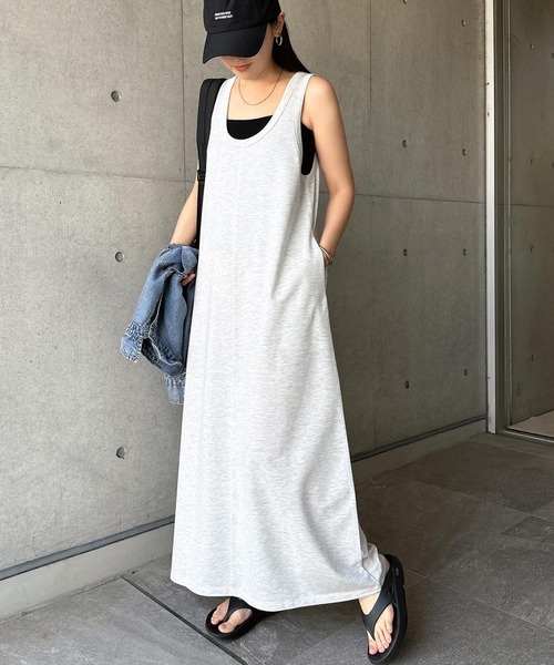 andme(アンドミー)の「ノースリーブ2wayスウェットロングワンピース(ワンピース・レディース・ブラウン/オートミール/ブラック・M/L)」の15枚目の写真