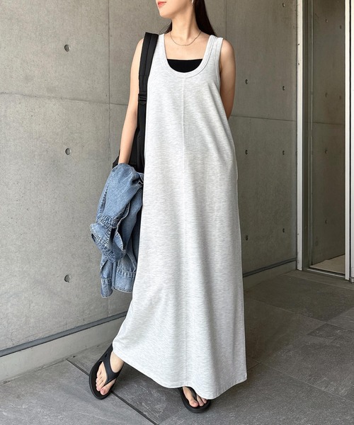andme(アンドミー)の「ノースリーブ2wayスウェットロングワンピース(ワンピース・レディース・ブラウン/オートミール/ブラック・M/L)」の17枚目の写真