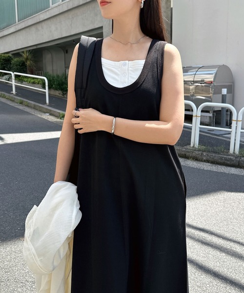 andme(アンドミー)の「ノースリーブ2wayスウェットロングワンピース(ワンピース・レディース・ブラウン/オートミール/ブラック・M/L)」の14枚目の写真