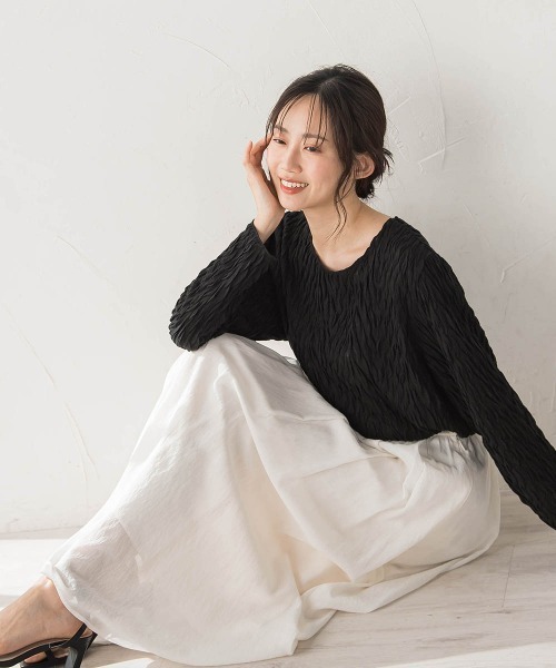 Droite lautreamont（ドロワットロートレアモン）の「TR強撚気流染めスカート（スカート・レディース・グリーン/オフホワイト/ブラウン・S/M）」の12枚目の写真