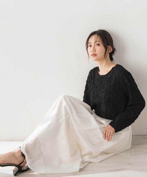 Droite lautreamont（ドロワットロートレアモン）の「TR強撚気流染めスカート（スカート・レディース・グリーン/オフホワイト/ブラウン・S/M）」の13枚目の写真