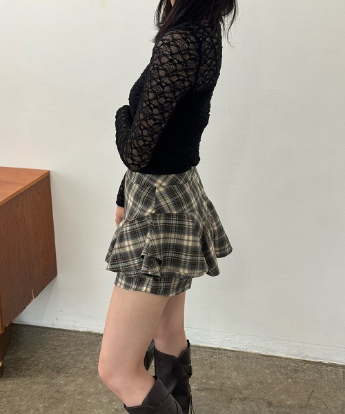 Miniministore（ミニミニストア）の「シアーレーストップス 長袖レースインナー（Tシャツ/カットソー・レディース・ホワイト/ダークグレー/ブラック・FREE）」の12枚目の写真