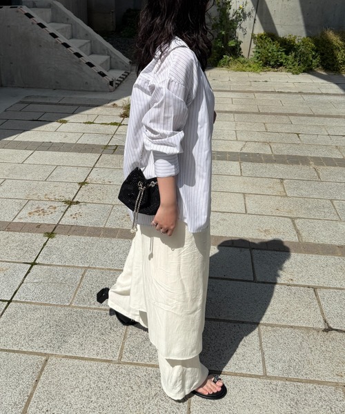 ZOZOMARKET by ゆずもも.(ゾゾマーケットバイユズモモ)の「【インフルエンサー ゆ ず も も .セレクト】ワッシャーサテン レイヤードスカートパンツ(スラックス・レディース・アイボリー/ブラック/カーキ・FREE)」の16枚目の写真