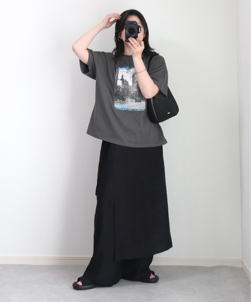 ZOZOMARKET by ゆずもも.(ゾゾマーケットバイユズモモ)の「【インフルエンサー ゆ ず も も .セレクト】ワッシャーサテン レイヤードスカートパンツ(スラックス・レディース・アイボリー/ブラック/カーキ・FREE)」の22枚目の写真