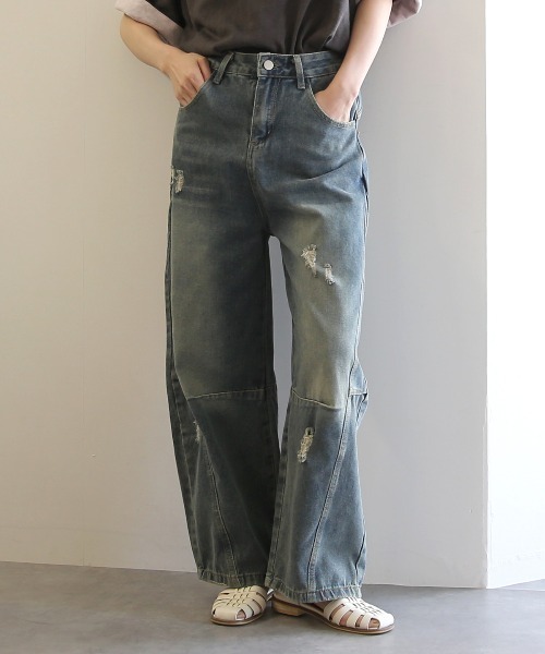 セール】ZOZO限定 バレルレッグダメージデニム（デニムパンツ）｜No