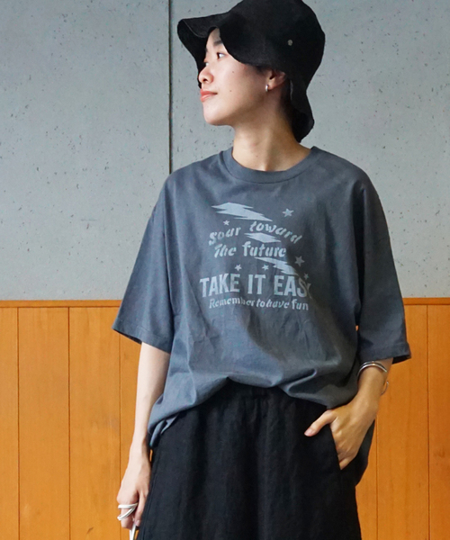 JOURNAL STANDARD LUXE(ジャーナルスタンダード ラックス)の「プリントT(TAKE IT EASY)(Tシャツ/カットソー・レディース・ホワイト/チャコールグレー・FREE)」の5枚目の写真