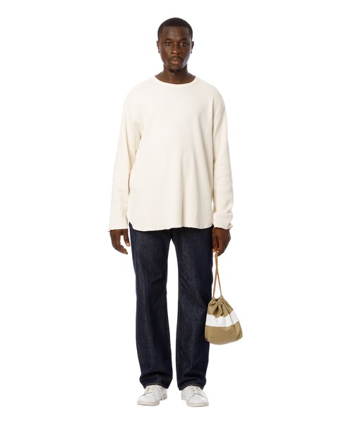 DAILY STANDARD by SANDINISTA(デイリースタンダードバイサンディニスタ)の「Chino Drawstring Line Print Bag / ラインプリント入り巾着(ショルダーバッグ・メンズ・ベージュ系その他/ベージュ系その他2・FREE)」の8枚目の写真