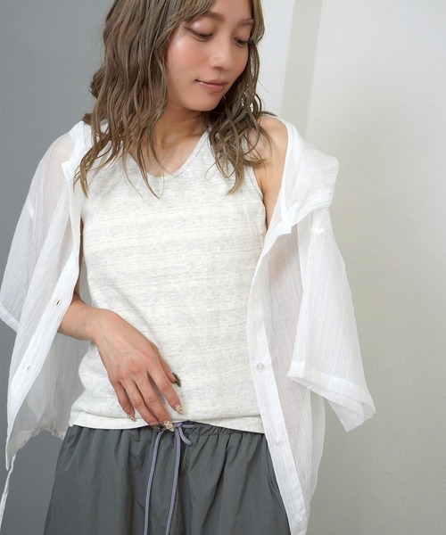 gossara(ゴサラ)の「【1枚持っておきたい】ボーダータンクトップ(タンクトップ・レディース・チャコールグレー/オートミール/グレー・FREE)」の16枚目の写真