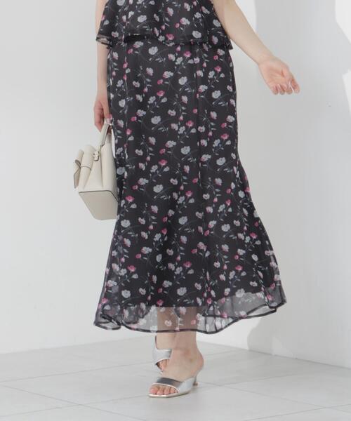 PROPORTION BODY DRESSING(プロポーションボディドレッシング)の「フラワープリントマーメイドスカート / 1216220701(スカート・レディース・ホワイト系その他/ブラック・P/S/MEDIUM)」の2枚目の写真