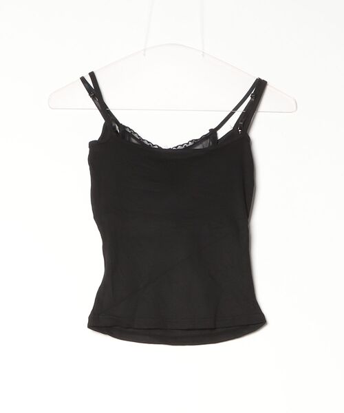 tinkerend（ティンカーエンド）の「【カップ付き】Fake Layered Frill lace Camisole / フェイクレイヤードフリルレースキャミソール（キャミソール・レディース・ホワイト/ブラック・FREE）」の12枚目の写真