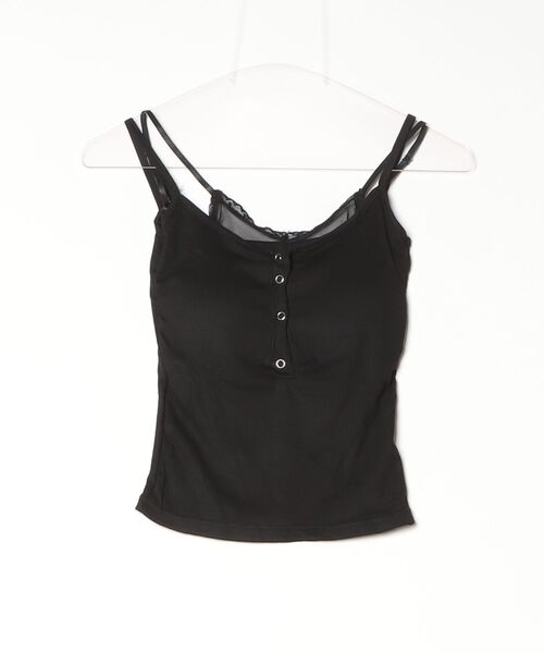 tinkerend（ティンカーエンド）の「【カップ付き】Fake Layered Frill lace Camisole / フェイクレイヤードフリルレースキャミソール（キャミソール・レディース・ホワイト/ブラック・FREE）」の11枚目の写真