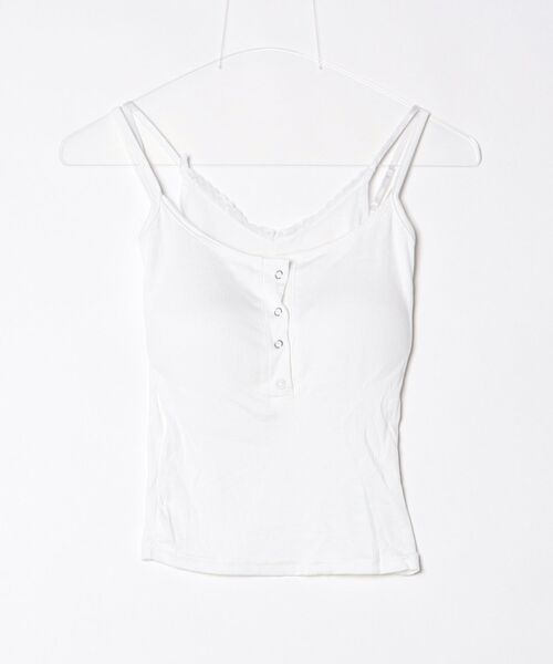 tinkerend（ティンカーエンド）の「【カップ付き】Fake Layered Frill lace Camisole / フェイクレイヤードフリルレースキャミソール（キャミソール・レディース・ホワイト/ブラック・FREE）」の10枚目の写真