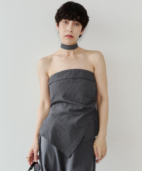 VION(ヴィオン)の「ストライプビスチェ / Stripe Bustier(その他トップス・レディース・ベージュ/ブラック・FREE)」の8枚目の写真