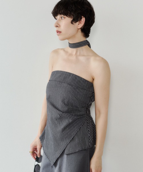 VION(ヴィオン)の「ストライプビスチェ / Stripe Bustier(その他トップス・レディース・ベージュ/ブラック・FREE)」の9枚目の写真