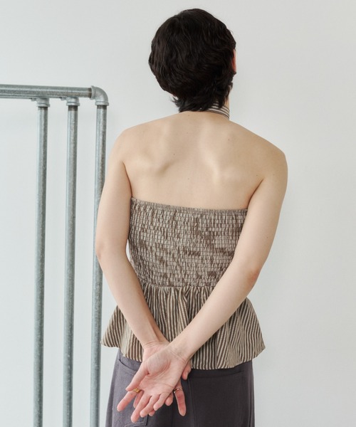 VION(ヴィオン)の「ストライプビスチェ / Stripe Bustier(その他トップス・レディース・ベージュ/ブラック・FREE)」の5枚目の写真