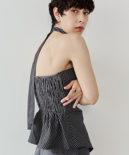 VION(ヴィオン)の「ストライプビスチェ / Stripe Bustier(その他トップス・レディース・ベージュ/ブラック・FREE)」の10枚目の写真
