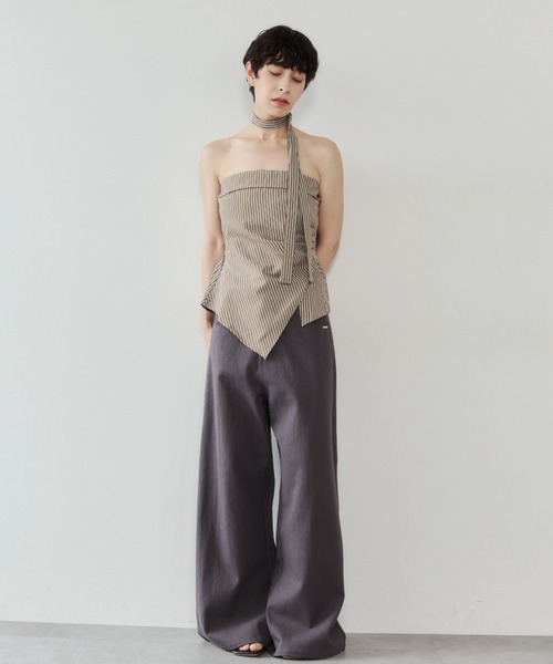 VION(ヴィオン)の「ストライプビスチェ / Stripe Bustier(その他トップス・レディース・ベージュ/ブラック・FREE)」の4枚目の写真