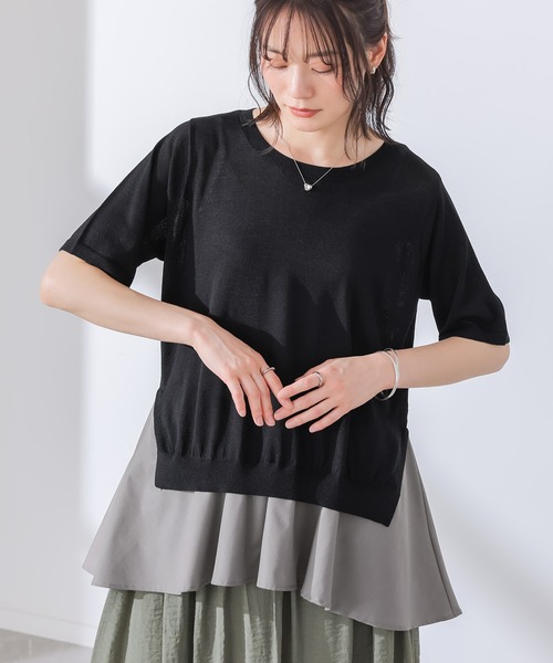 n'OrLABEL(ノアールレーベル)の「【冷感】ひんやり裾ドッキングニット(ニット/セーター・レディース・グレー/ブラック・1/2)」の21枚目の写真
