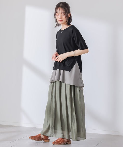 n'OrLABEL(ノアールレーベル)の「【冷感】ひんやり裾ドッキングニット(ニット/セーター・レディース・グレー/ブラック・1/2)」の22枚目の写真
