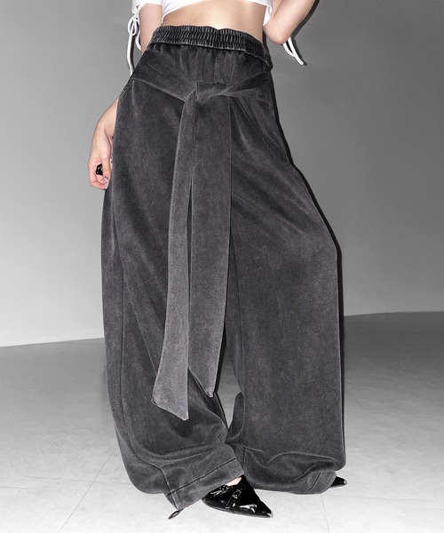 me+em select（ミームセレクト）の「フェイクレイヤードピグメントスウェットワイドパンツ ／ fake layered pigment sweat wide pants（スウェットパンツ・レディース・ブラック・FREE）」の13枚目の写真