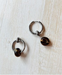 ジェムストーン チャーム ボリュームフープピアス
