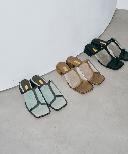 GRISE(グリーズ)の「《/WEB+一部店舗限定》GRISE3.5cmシアーコンビミュールサンダル(サンダル・レディース・キャメル/ブルー系その他/ブラック・MEDIUM/SMALL/X-LARGE/LARGE)」の4枚目の写真