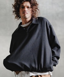 ms6569-Wool-Blend Woven Pullover Shirt プルオーバーシャツ(211-018-gla-cg)