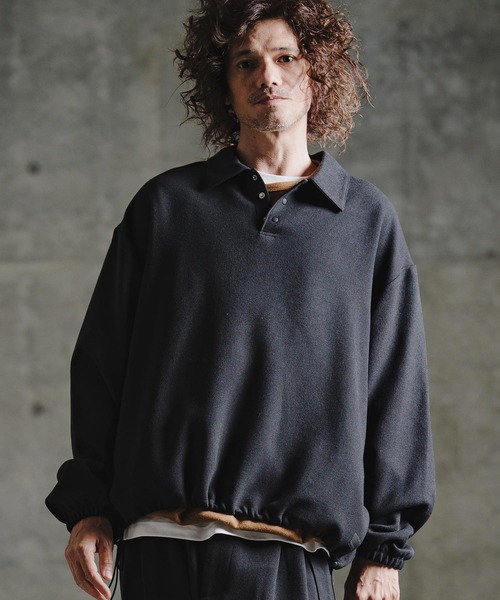 GLIMCLAP(グリムクラップ)の「ms6569-Wool-Blend Woven Pullover Shirt プルオーバーシャツ(211-018-gla-cg)(シャツ/ブラウス・メンズ・ブラック/チャコールグレー・S/L/M)」の4枚目の写真