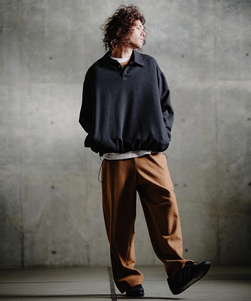 GLIMCLAP(グリムクラップ)の「ms6569-Wool-Blend Woven Pullover Shirt プルオーバーシャツ(211-018-gla-cg)(シャツ/ブラウス・メンズ・ブラック/チャコールグレー・S/L/M)」の6枚目の写真