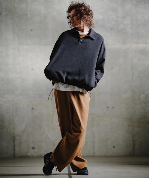 GLIMCLAP(グリムクラップ)の「ms6569-Wool-Blend Woven Pullover Shirt プルオーバーシャツ(211-018-gla-cg)(シャツ/ブラウス・メンズ・ブラック/チャコールグレー・S/L/M)」の7枚目の写真