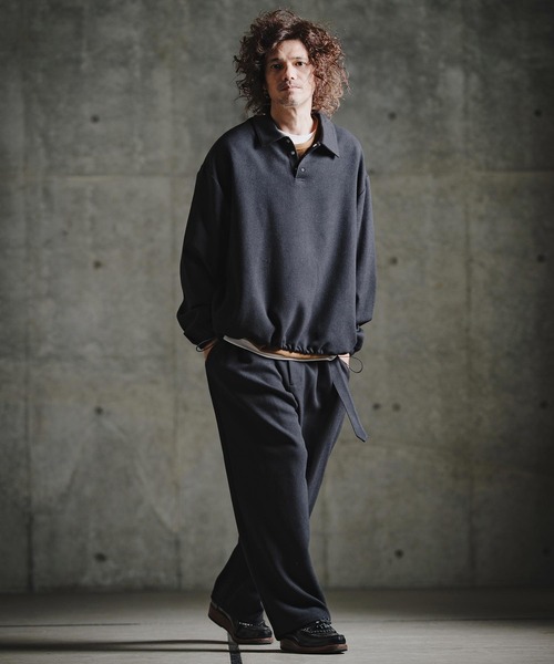 GLIMCLAP(グリムクラップ)の「ms6569-Wool-Blend Woven Pullover Shirt プルオーバーシャツ(211-018-gla-cg)(シャツ/ブラウス・メンズ・ブラック/チャコールグレー・S/L/M)」の8枚目の写真