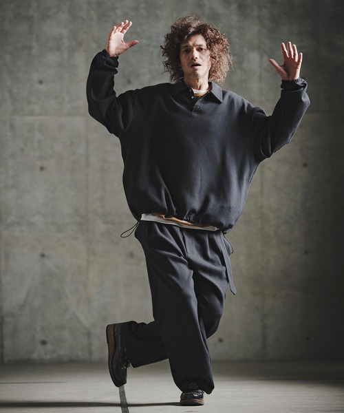 GLIMCLAP(グリムクラップ)の「ms6569-Wool-Blend Woven Pullover Shirt プルオーバーシャツ(211-018-gla-cg)(シャツ/ブラウス・メンズ・ブラック/チャコールグレー・S/L/M)」の9枚目の写真
