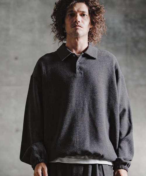 GLIMCLAP(グリムクラップ)の「ms6569-Wool-Blend Woven Pullover Shirt プルオーバーシャツ(211-018-gla-cg)(シャツ/ブラウス・メンズ・ブラック/チャコールグレー・S/L/M)」の10枚目の写真