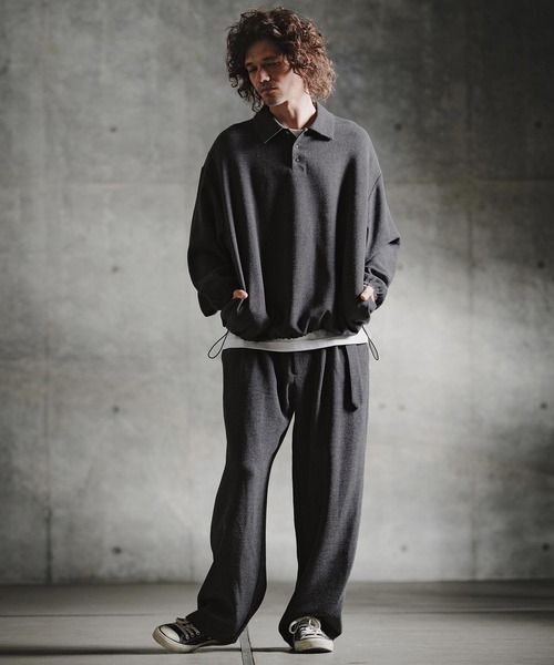GLIMCLAP(グリムクラップ)の「ms6569-Wool-Blend Woven Pullover Shirt プルオーバーシャツ(211-018-gla-cg)(シャツ/ブラウス・メンズ・ブラック/チャコールグレー・S/L/M)」の13枚目の写真