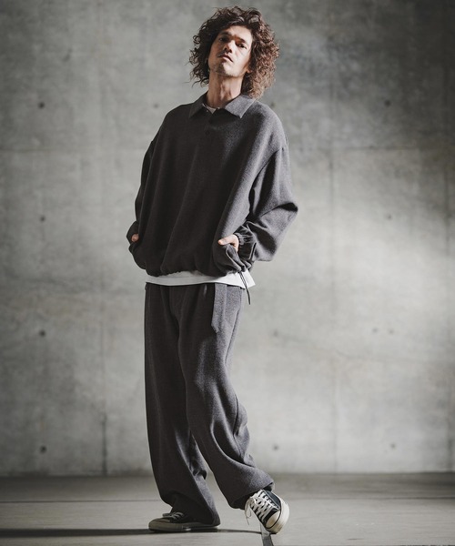 GLIMCLAP(グリムクラップ)の「ms6569-Wool-Blend Woven Pullover Shirt プルオーバーシャツ(211-018-gla-cg)(シャツ/ブラウス・メンズ・ブラック/チャコールグレー・S/L/M)」の14枚目の写真