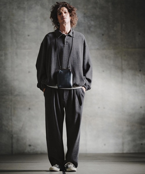 GLIMCLAP(グリムクラップ)の「ms6569-Wool-Blend Woven Pullover Shirt プルオーバーシャツ(211-018-gla-cg)(シャツ/ブラウス・メンズ・ブラック/チャコールグレー・S/L/M)」の16枚目の写真
