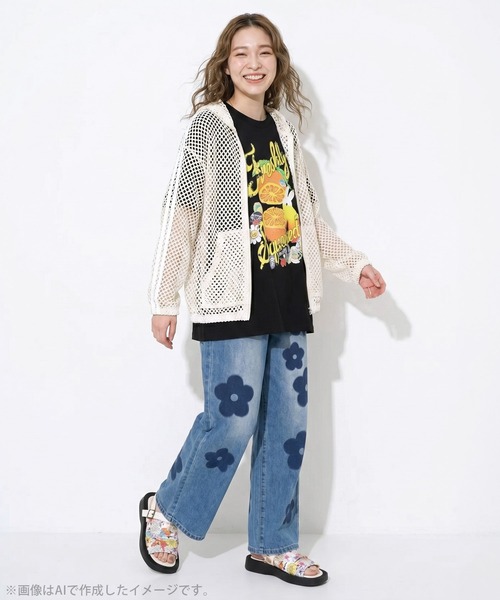 ScoLar（スカラー）の「162708：オレンジ大好きうさぎ柄 フリル付きTシャツ（Tシャツ/カットソー・レディース・オフホワイト/ブラウン・M）」の4枚目の写真